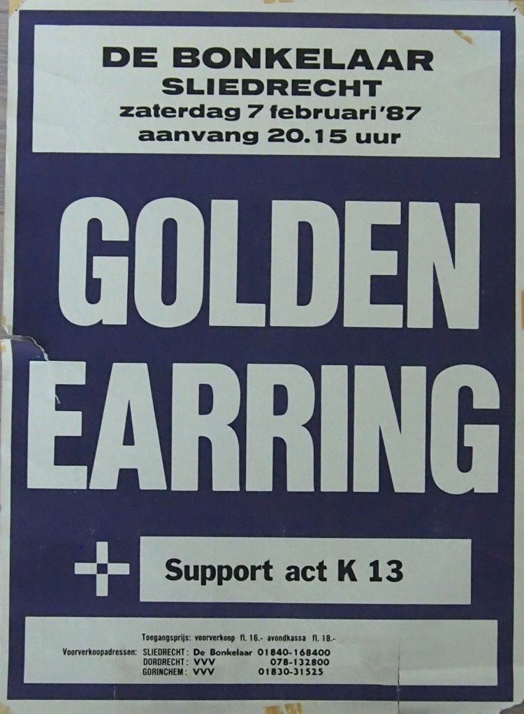 Golden Earring show poster February 07 1987 Sliedrecht - De Bonkelaar (Collection Edwin Knip)